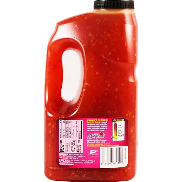 FRANK’S REDHOT SWEET CHILI SAUCE, 0.5 GAL – ONE HALF GALLON BULK CONTAINER OF SWEET CHILI HOT SAUCE FOR WINGS, PIZZA, SANDWICHES, STIR FRY, AND MORE