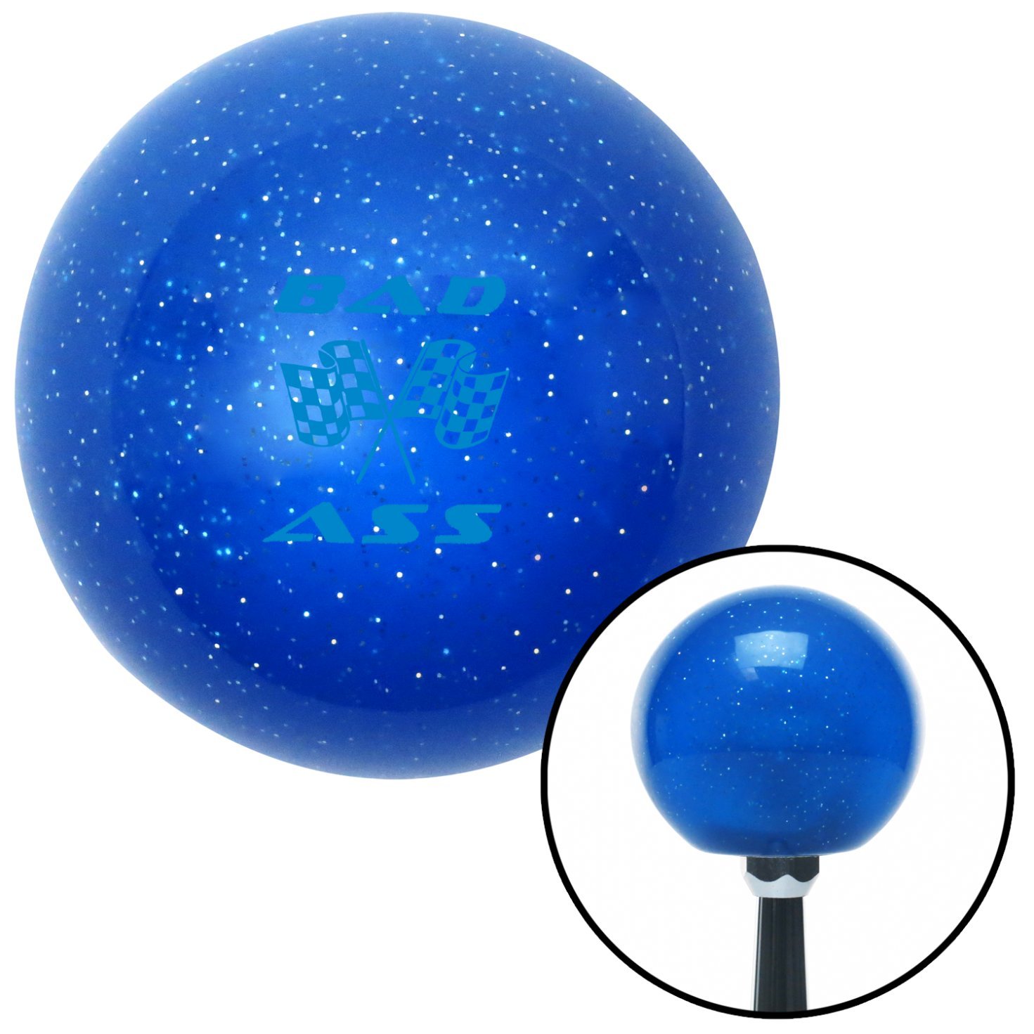 American Shifter 27728 Blue Metal Flake Shift Knob (Blue Bad Ass Flags)