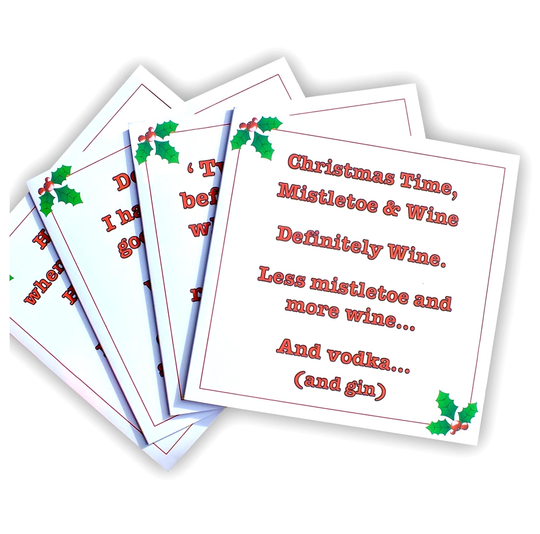Set of 4 Original Funny Christmas Cards - Humour Xmas cards for friends with 4 different unique designs