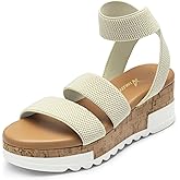 Athlefit Women's Wedge Sandals Platform Sandals Cork Elastic Strap Platform Sandals