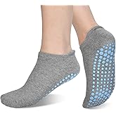 ELUTONG Pilates Non Slip Grip Socks for Women 1-4 Pairs Yoga Barre Ballet Workout Hospital Grippy Sock