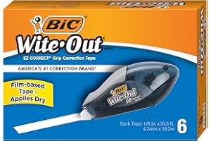 BIC Wite-Out Brand EZ Correct Grip Correction Tape, White, 6-Count