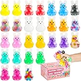 28Pcs Easter Bunny Stress Balls,Easter Basket Stuffers,Adult Rabbits Feel Pressure Ball,Colorful Squid Rabbit Ball Sensory Toy,Easter Gifts Party Favors Creative Gift