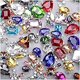 Sew On Rhinestones, Choupee 130PCS Sew On Glass Rhinestone Metal Back Prong Setting Sewing Claw Rhinestone Mixed Shapes for Costume, Clothes, Garments, Dress, Earring, Belt and Shoes
