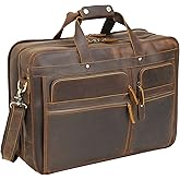 Polare 18.5” Full Grain Leather Laptop Briefcase Messenger Bag Tote For Men Large Fits 17.3” Laptop