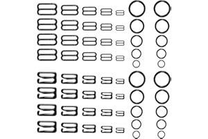 Lilaly 60 Pcs 8mm 10mm 12mm 15mm 20mm Bra Hooks for Straps 3 Styles Sewing Hooks Bra Rings and Sliders for Bra Straps(Black)