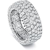 BERRICLE Sterling Silver CZ Half or Full Eternity Band Rings for Women, Stackable Cubic Zirconia Fashion Ring - Art Deco, Cluster, Statement, 5-Stone Designs