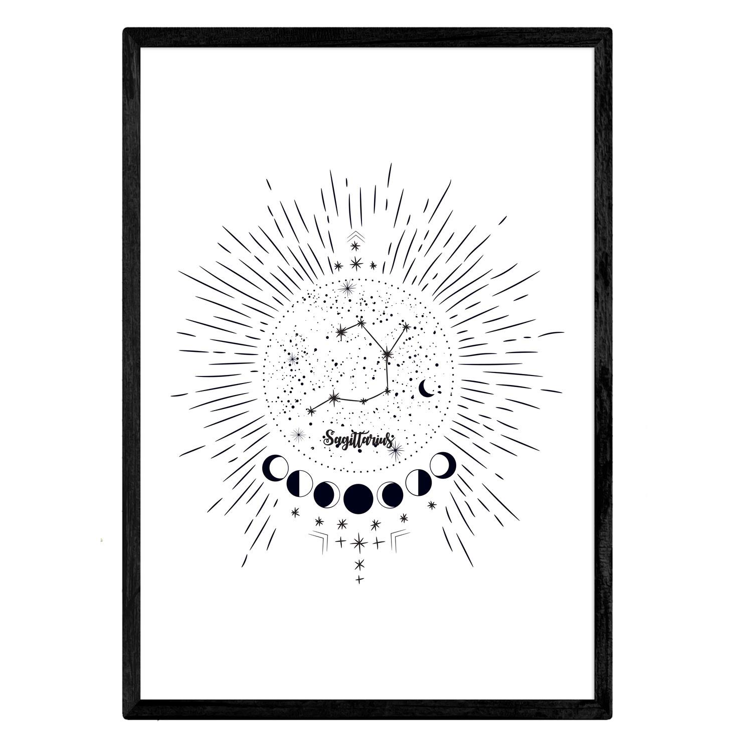 Nacnic Poster with the constellation Sagittarius. Poster with zodiac symbol in A4 size and white background — image 1