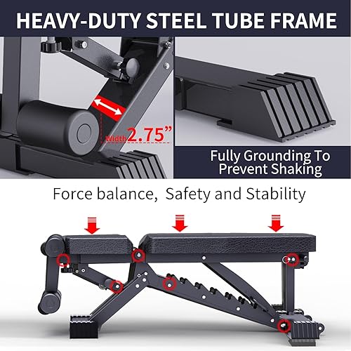 K KINGKANG Adjustable Weight Bench, 1100 LB Weight Capacity Heavy