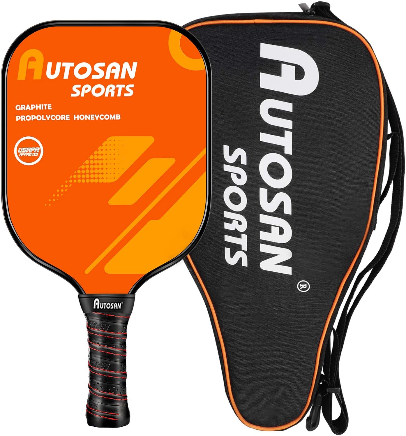 AUTOSAN Pickleball Paddle Graphite pickleball Paddle Single or Set with Sling Bag,Polymer Honeycomb Core Pickleball Paddle ,Ultra Cushion Grip Low Profile Edge USAPA Approved Pickleball Paddle