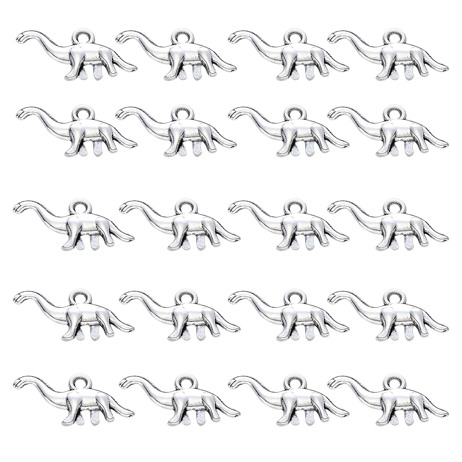 LEGENTLISUR 20 Pieces Vintage Dinosaur Charms Animals Styles Antique Silver Tibetan Charms for Necklace Bracelet Earring Craft Making(Antique Silver)
