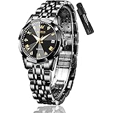 OLEVS Watches for Womens Silver & Gold Ladies Wrist Watches Stainless Steel Waterproof Small Wrist Diamond Blue White Black Date Dial