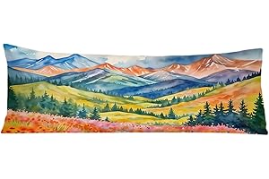 Exqcom Maximalist Mountain Floral Body Pillow Covers 20x54, Mountain Home Decor, Colorful Abstract Nature Scenic Wildflower Long Body Pillow Case Cover with Hidden Zipper for Women Men Adults