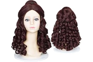 Probeauty Brown Long Wavy Wig for Girls Princess Cosplay Wigs with Detachable Bun Halloween Costume Hair Wig for Kids
