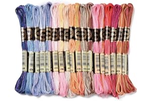CABODYALS 18 Skeins 6 Strands 157.5 Yards Variegated Embroidery Floss Polyester Gradient Crewel Cross Stitch Floss Rainbow Br