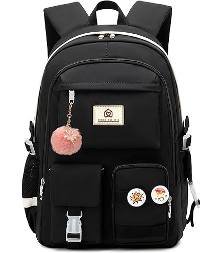 Classic Diamond School Backpack for Girls Laptop Backpack Cute Bookbag Kawaii College Backpack School Backpacks for Teens Girls Student (Black) : Electronics