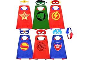 NUGERIAZ Superhero Capes and Masks for Kids Halloween Cosplay Double Side Capes Superhero Toy Kids Best Gifts