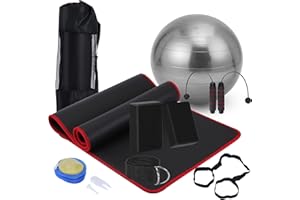KXEXK Yoga Mat Set for Beginners,Yoga Mat with Carrying Strap,Yoga Blocks 2 Pack with Yoga Strap,Yoga Ball,Ankle Puller,11-Piece Yoga Kits and Sets for Beginners,Yoga Starter Kit for Women Men