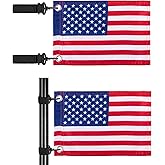 2PCS Golf Cart Flags, Double-Sewn Slik Satin Fabric 6 x 9"Golf Cart Flags, Easy Installation American Flags for Golf Cart, Boat, Bike, American USA Golf Flag with Elastic Strap Bracket