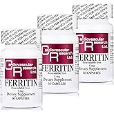 Cardiovascular Research Ferritin Iron Supplement for Women and Men 5 mg 180 Capsules - 3 Bottle Bundle