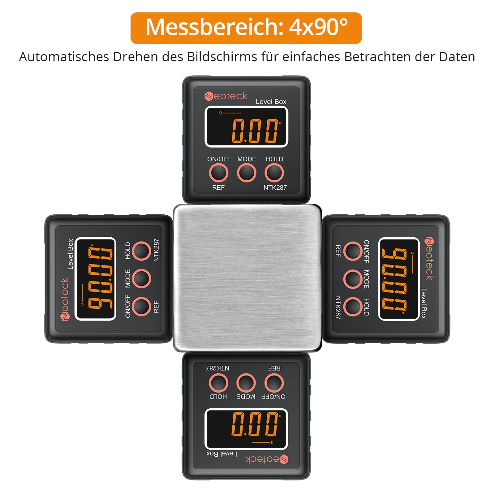 Neoteck Digitaler LCD Winkelmesser Neigungsmesser Wasserdicht Inklinometer Bevel Box Winkelmessgerät Wasserwaage - Schwarz 3
