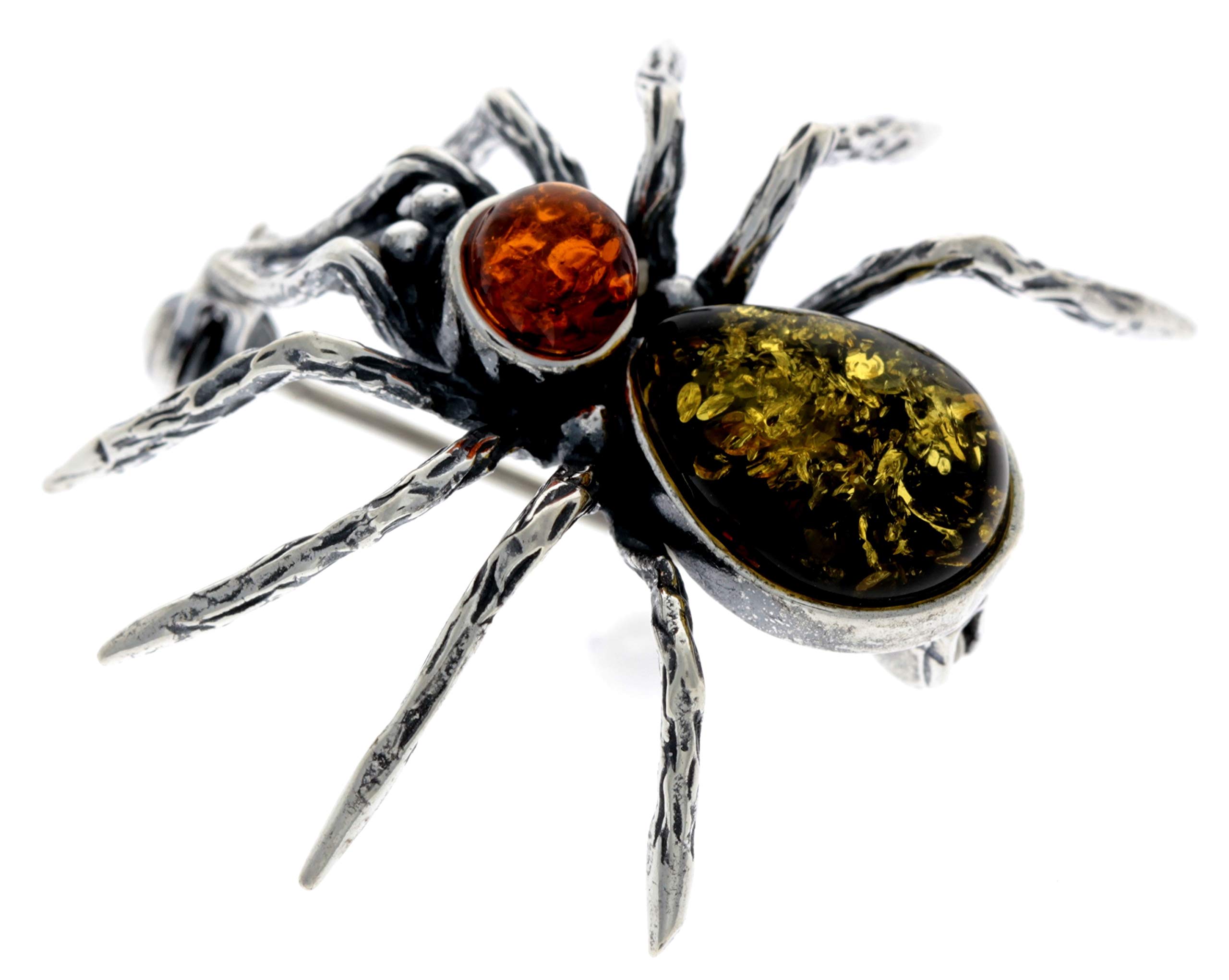 SilverAmber Jewellery Genuine Mix Baltic Amber & Sterling Silver Exclusive Spider Brooch - 4152M2