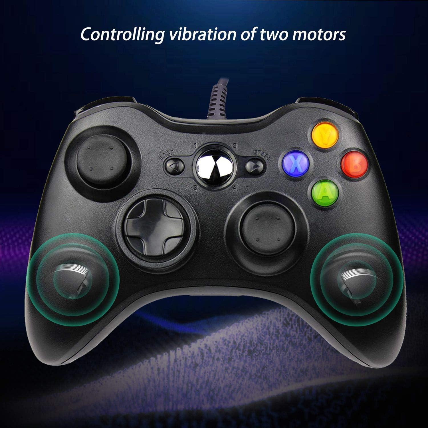 YCCSKY Xbox 360 Wired Controller, Wired Xbox 360 Game Controller USB Gamepad Joypad Joystick Controller with Dual-Vibration and Trigger Buttons for Xbox 360 Slim PC Windows 7/8/10 (Black): Computers & Accessories