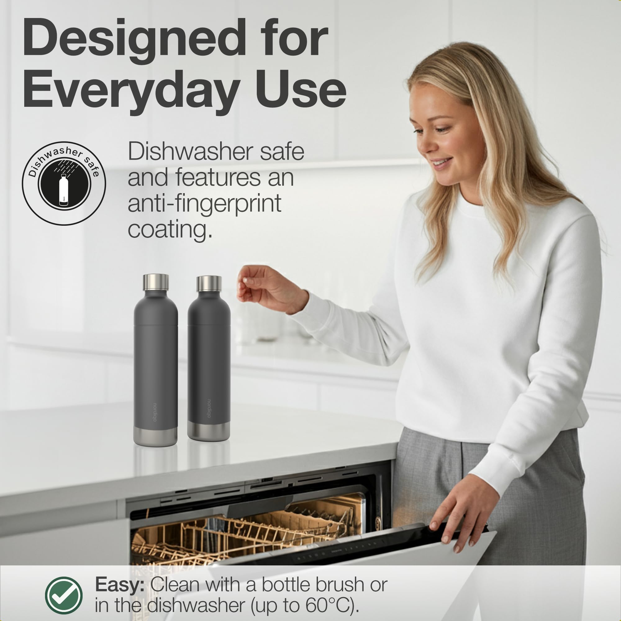Premium 33 oz Stainless Steel Bottle - Compatible with Sodastream Art, Duo, Enso, Terra (not Aqua Fizz), Aarke Carbonator 3 | No expiration date | Dishwasher safe | Bpa-free