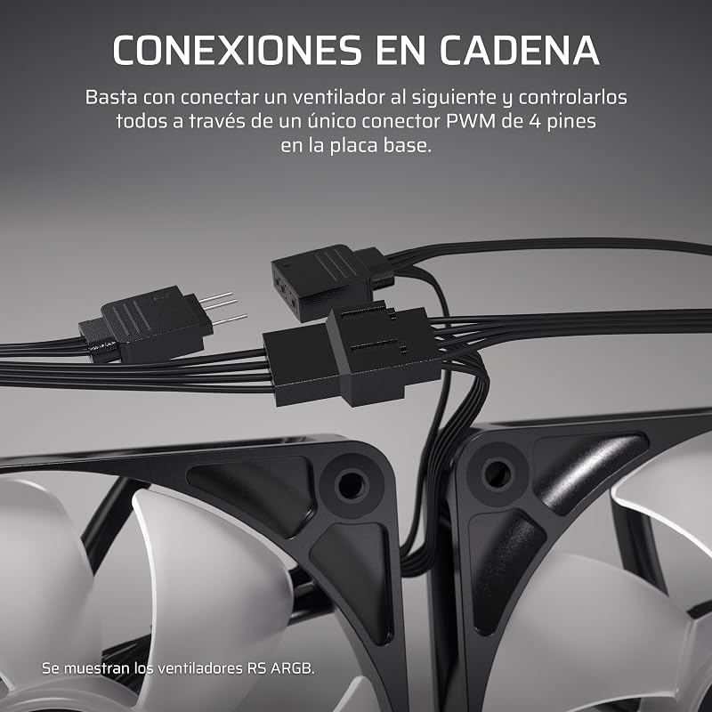 Ventiladores PWM CORSAIR RS120 120mm – Corrente Margarida – Baixo Ruído – Rolamento Dome Magnético – Pacote Triplo – Preto