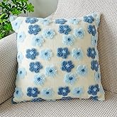 SKXKJian Soft Decorative Throw Pillow Covers 18x18 Cute Faux Fur Plush Pillow Covers Square Jacquard Pillowcase Cushion for Sofa Bedroom Living Room Christmas Plum Blossom Blue