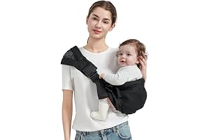 MISSWISDOM Toddler Sling Carrier, Easy to Wear Baby Carrier Sling 7-40 lbs, Adjustable Lightweight Baby Wrap Sling, Perfect Toddler Hip Carriers One Size Fits All, Black