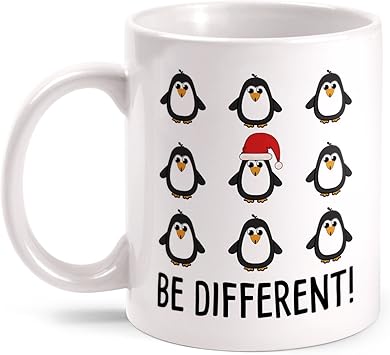 Amazon De Fashionalarm Tasse Be Different Pinguine Beidseitig Bedruckt Mit Motto Spruch Motiv Lustige Geschenk Idee Zu Weihnachten Heiligabend Nikolaus Farbe Weiss
