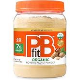 PBfit Organic Peanut Butter Powder 30 Oz, Peanut Spread with 7g Protein | Real Roasted Organic Peanuts, Gluten-Free, 60 Calories, Protein Powder, Low Fat, Pantry Staple, Smoothies, Oatmeal