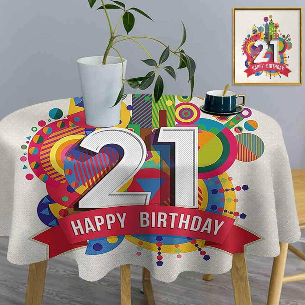 Picnic Tablecloth 21st Birthday Polyester Fabric Table Cloth Colorful