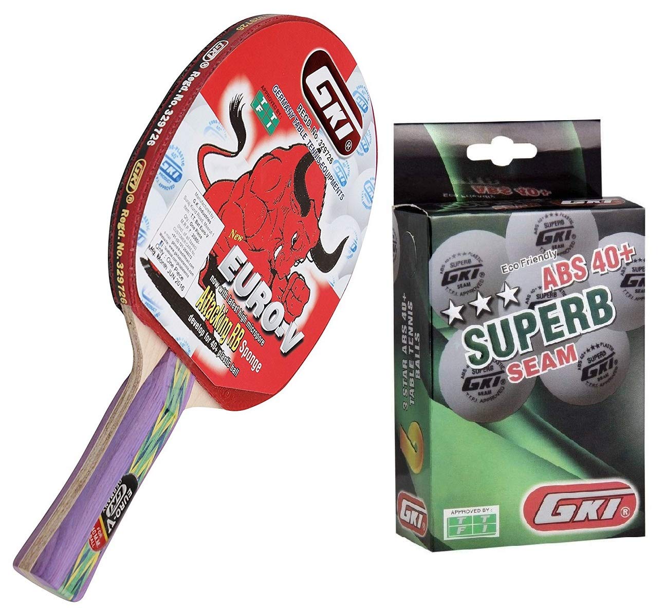 Buy GKI Euro V Table Tennis Racquet Combo Set Online at Low Prices in