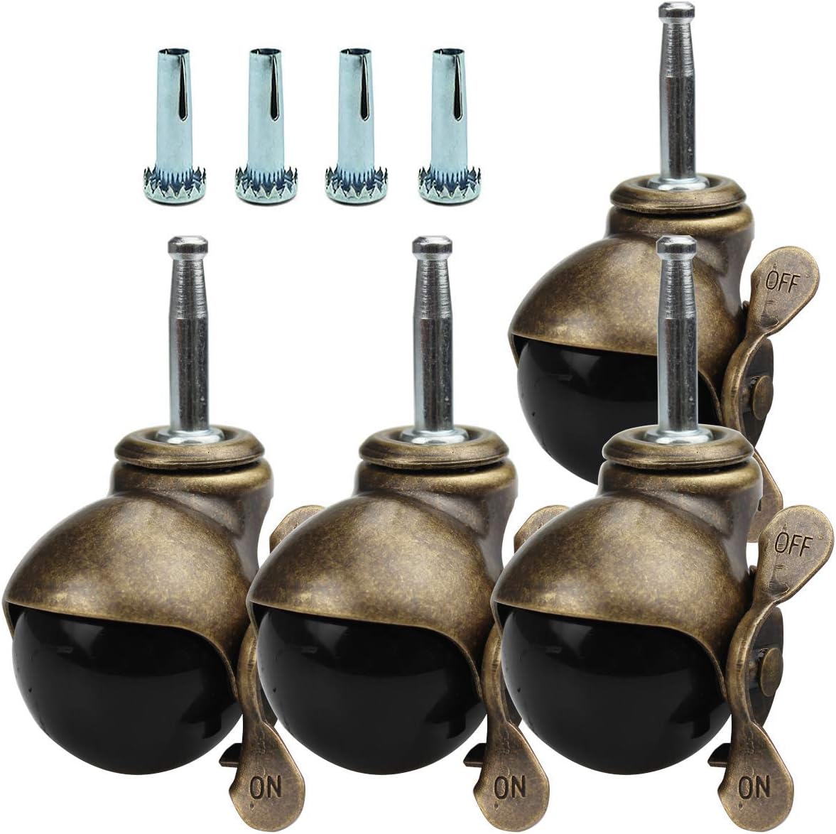 HelloUnion Stem Caster Set of 4 Ball Caster Wheels 2 Inch Swivel