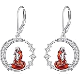 Owl/Dragon/Wolf/Mermaid/Bear/Fox Earrings Sterling Silver Abalone Shell Dangle Earrings Jewelry Gifts for Women Teen Girls Mother Friends Girlfriend