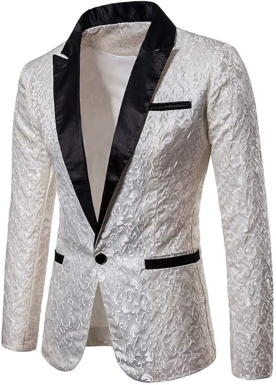 Merrydate Veste De Costume Homme Slim Fit Daffaire Mariage Soirée Avec Un Bouton Veste En Couleur Unie Fashion Blazer Homme Imprimé Exquis Veste De