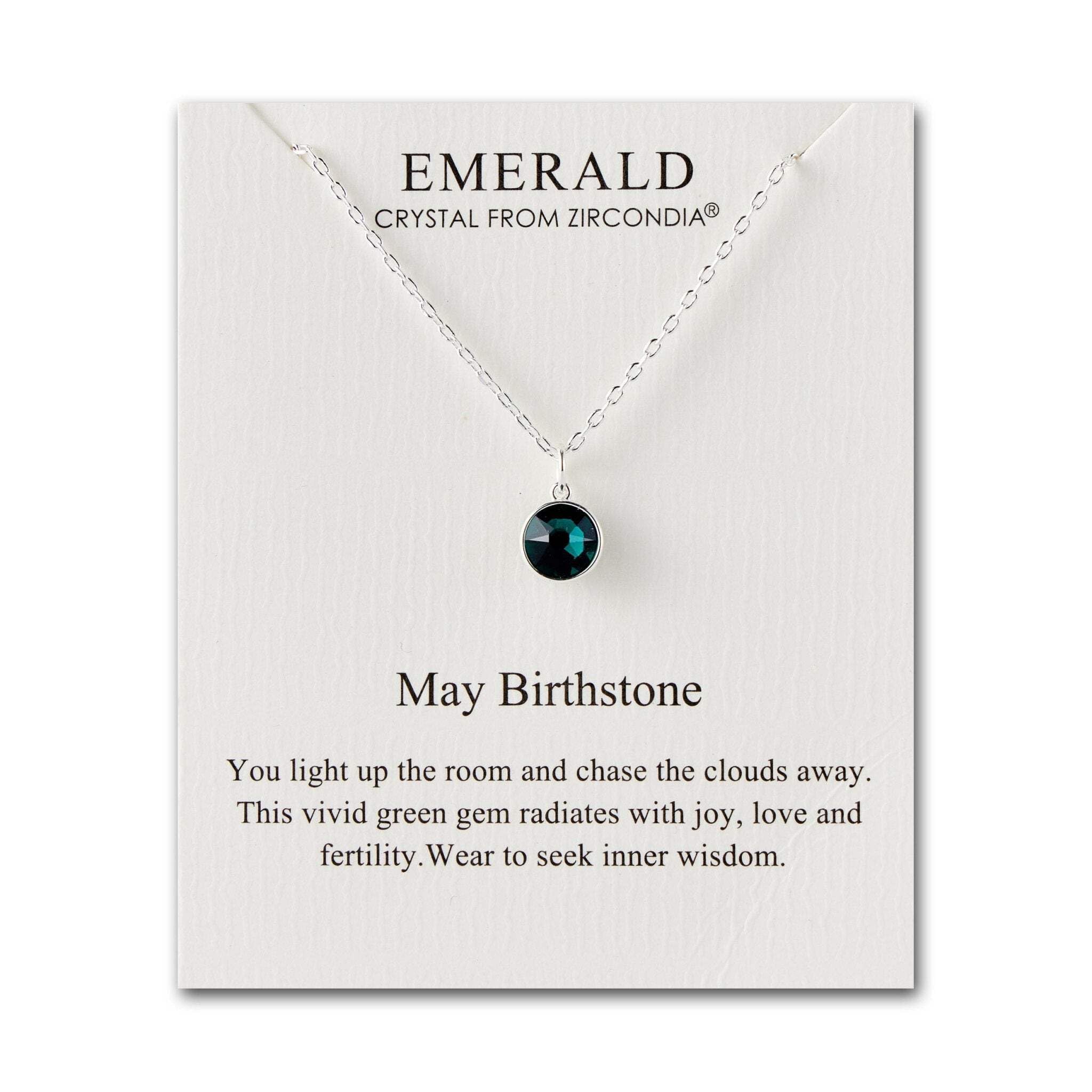 Philip Jones May (Emerald) Birthstone Necklace Created with Zircondia® Crystals