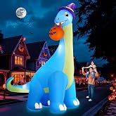 zukakii 13Ft Giant Halloween Inflatable Decorations Dinosaur, Build-in LEDs &amp; Strong Blower Bite Huge Pumpkin with Witch Hat Large Blow Up Halloween Yard Outdoor Indoor Holiday Party