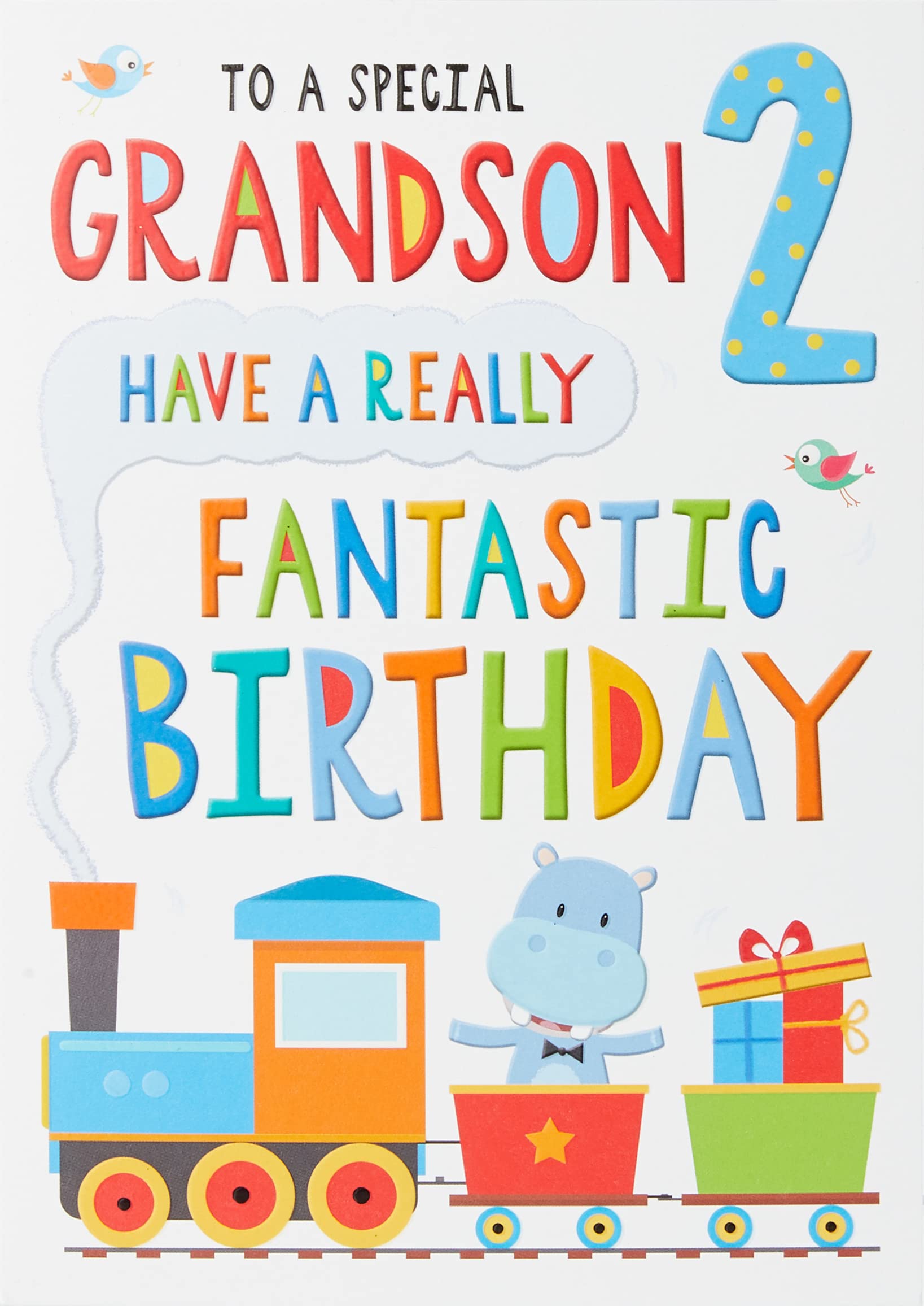 Regal Publishing Juvenile Birthday Card Age 2 Grandson - 9 x 6 inches,grey|blue|red|gold