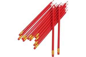 FONDOTIN 12 Pcs Erasable Red Pencil Crayons with Erasers Hexagonal Design Fade Resistant Coloring Pens for