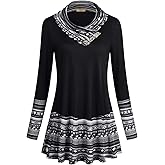 Miusey Women's Long Sleeve Cowl Neck Form Fitting Casual Tunic Top Blouse