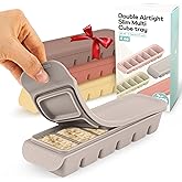 Firgi Silicone Ice Cube Freezer Tray with Lid, 100% Food-Grade Platinum Silicone,Leak Resistance & Dishwasher Safe for Baby Food Prep,Breast Milk,Purees - Korean Made (4 Sets 1 oz/6 Sections)