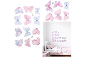 eggigi 18Pcs Butterfly Decorations for Party, Colorful Butterflies Wall Sticker - Floral Butterfly Wall Decals, Removable Vin