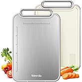 Titanium Cutting Board for Kitchen, Double Sided Cutting Board, Food Grade 2 in 1 Pure Titanium and Wheat Straw PP Chopping Boards Raw and Cooked Separation, Non-Slip 5s Quick Clean Large Size 16”×11”