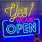 Open Neon Sign for Wall Decor, Yes We Are Open Led Signs, Dimmable USB Powered Neon Light Sign for Business, Coffee Shop, Bar Pub, Bakery, Hotel, Store