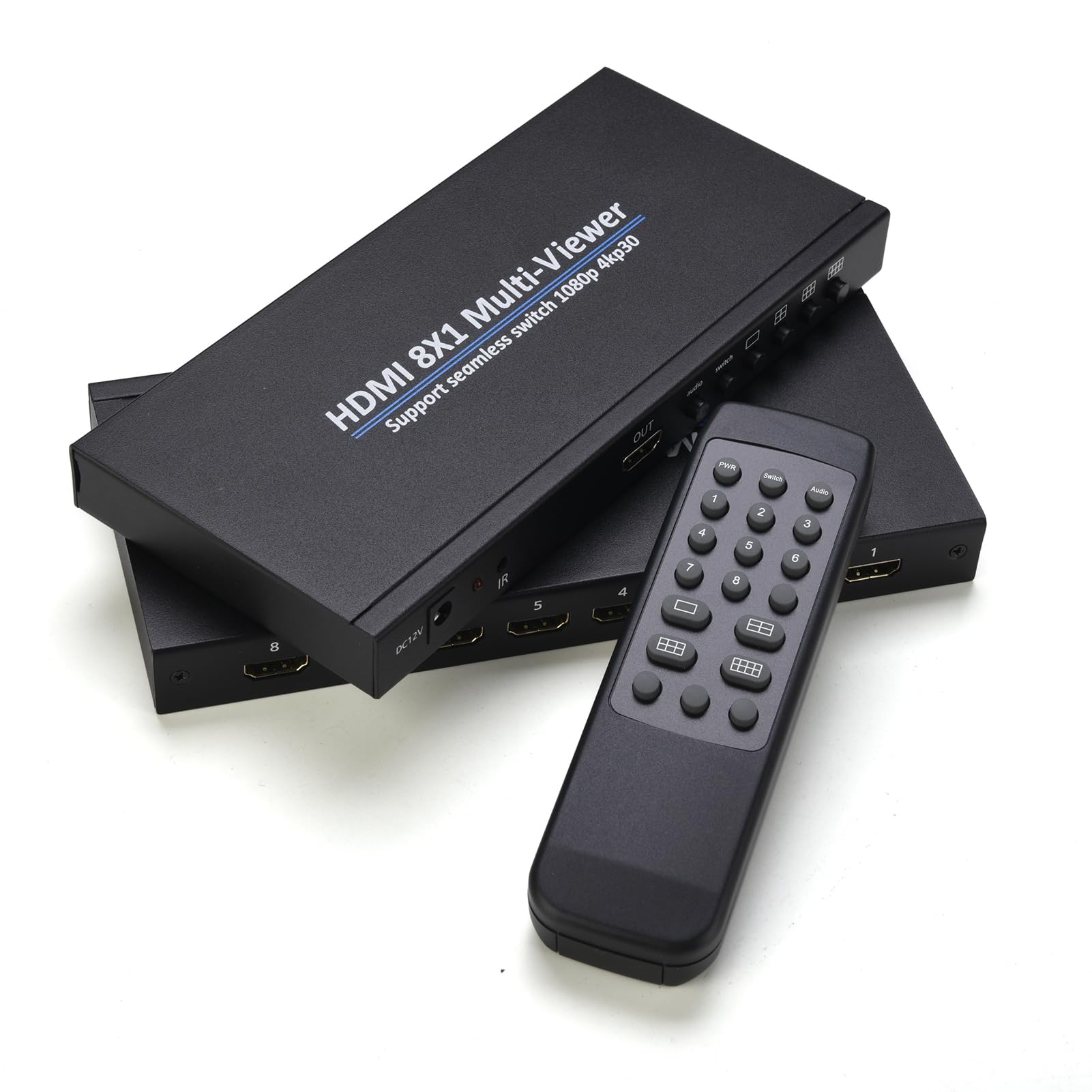 Docooler 8x1 HDMI 4K Quad Multi-viewer Screen Divider 8 Screen Splitter with Switching