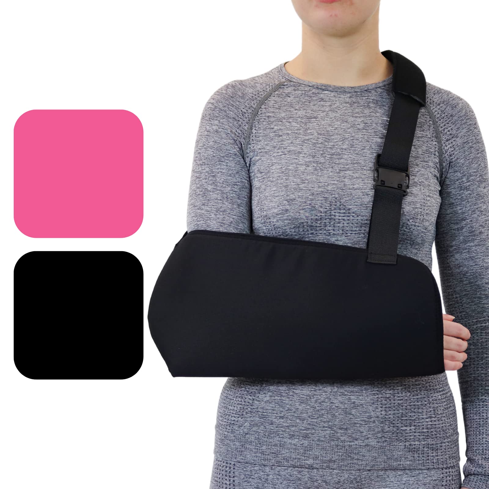 Solace Bracing Comfort Max Padded Sling (2 Colours) - British Made & NHS Supplied Sling for Adults - #1 Arm, Collarbone, Wrist, Shoulder & Elbow Support for Fractures & Injuries - Black, Large