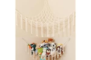 iKeelo Stuffed Animal Storage Hammock Net, Nursery Hanging Organizer for Teddy Bears and Plush Toys, Large Corner Stuffy Holder for Kids Bedroom and Playroom